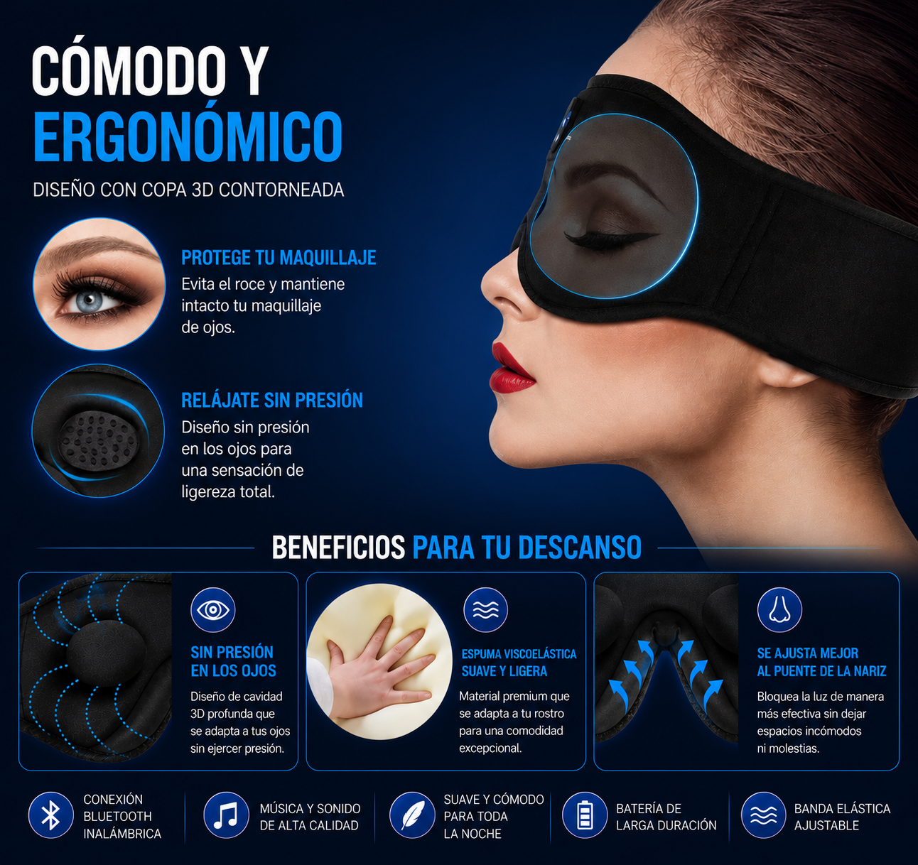 Antifaz Bluetooth para Dormir y Relajarse