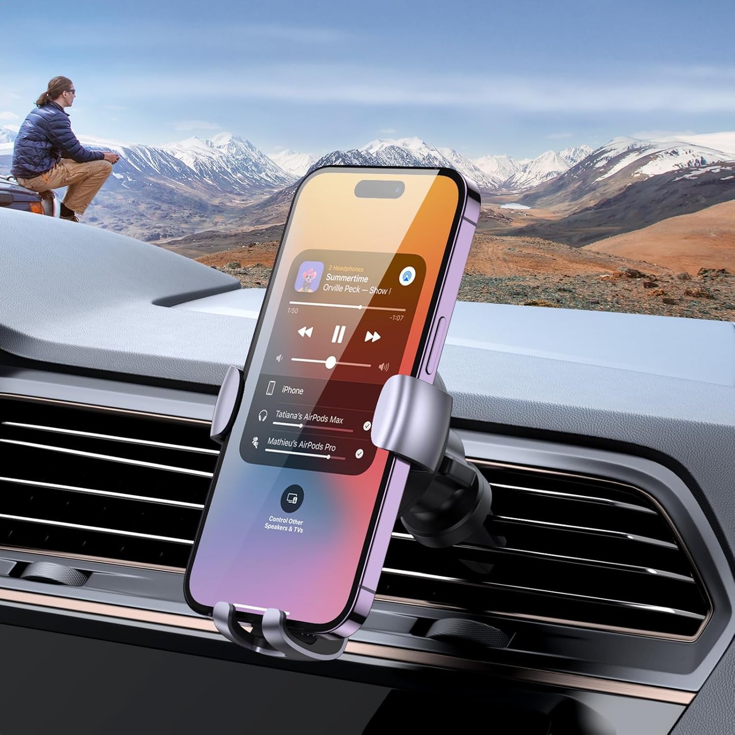 UGREEN Soporte Móvil Coche Rejilla, Suporte Telemovel Carro Gravedad Compatible Con Iphone 16 15 14 13 Pro MAX, Redmi Xiaomi, Galaxy S24 S23 S22 Etc.